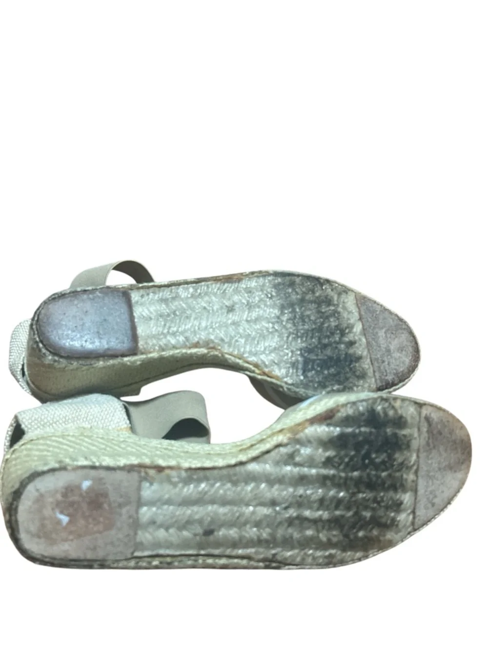 Lauren Ralph Lauren Charla Espadrille Wedge Sandals Beige White Striped 8.5B